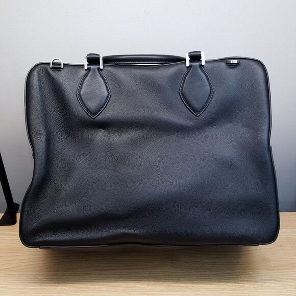 SALVATORE FERRAGAMO Mens Star Black Leather Triple Zip Tote Briefcase $3300 - Picture 6 of 16